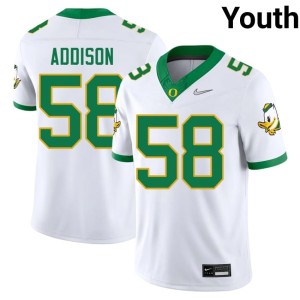 The Ducks White Youth #58 University Ziyare Addison College Football Jerseys 533353-789